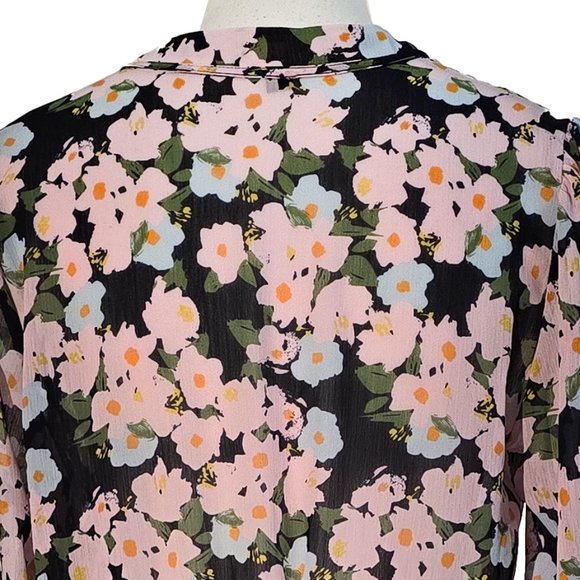 J. Crew Mercantile Sheer Pink Floral-on-Navy Dress - Picture 8 of 10